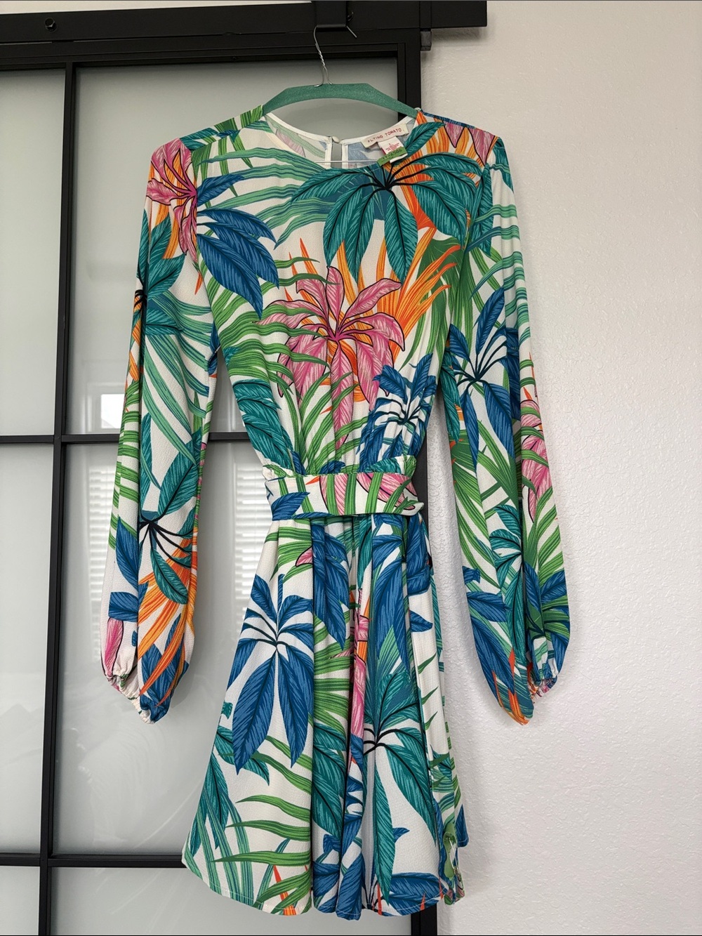 Flying Tomato Teal and Orange Tropical Print Dress